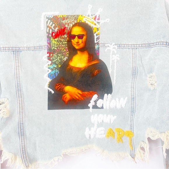 Trio Urban Women’s Mona Lisa Denim Jacket Size Small black ®️ - Picture 5 of 8